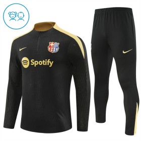 Dječji Barcelona Sweatshirt Za Trening Četvrt Zip 2024-25 Crna
